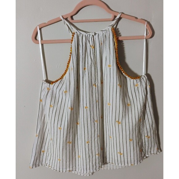 Alya Halter Tank Top Size L‎ Striped Embroidered Bohemian Festival - Picture 3 of 8